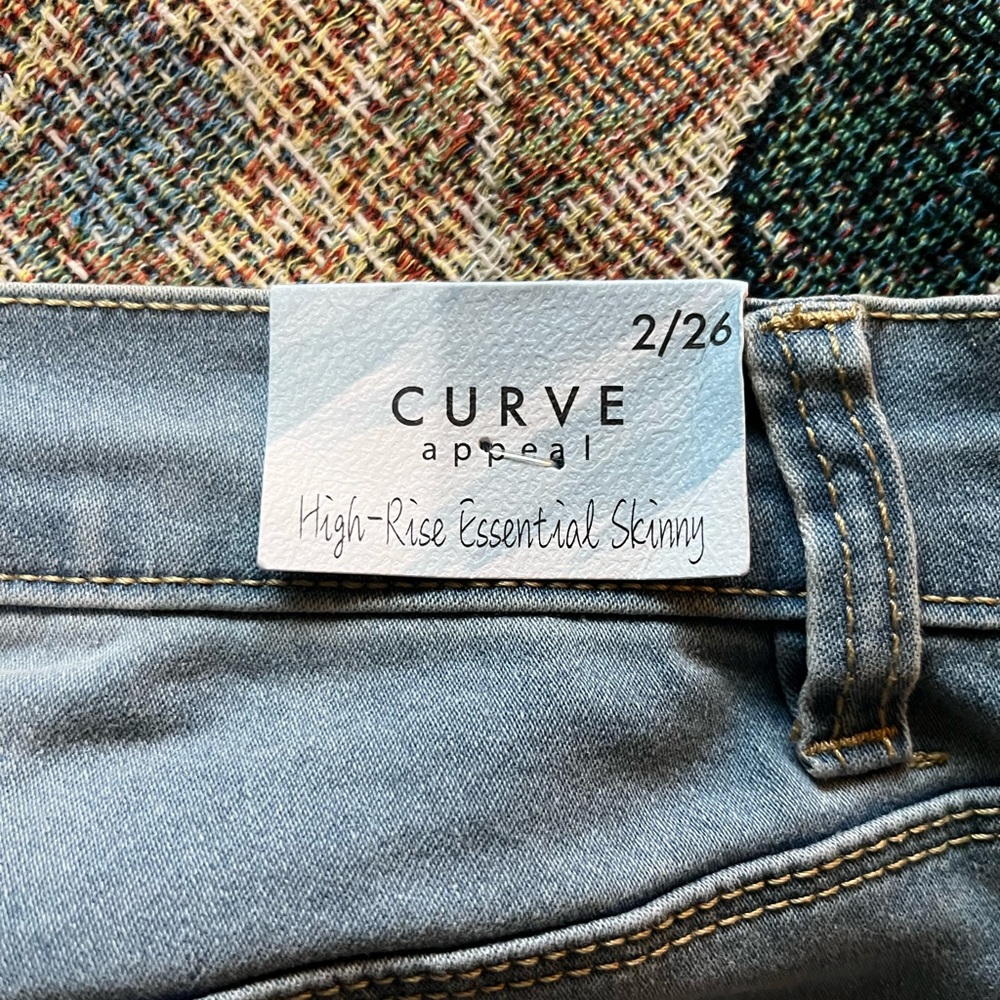 Curve Appeal Blue Skinny High-Waisted Jeans SZ 2 Tummy Tucking Straight Leg NWT - Picture 15 of 16